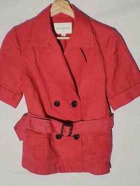 Banana Republic Coral Short-Sleeve Belted Blazer Office Business Linen Womens 4